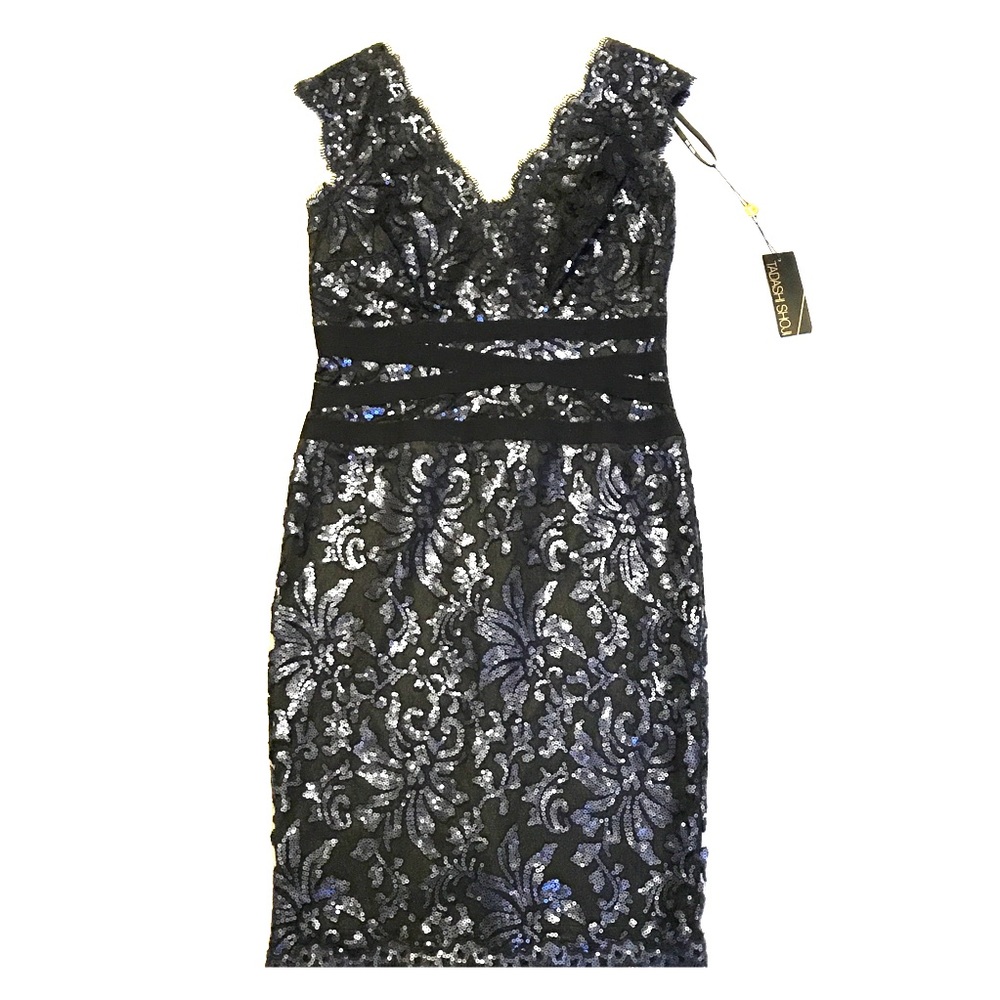 NWT Tadashi Shoji Lace Dress Navy Black